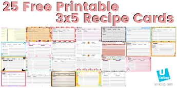 25 Free Printable 3x5 Recipe Cards. collection binders. 