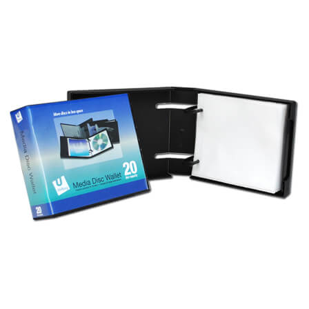 Disc 20 CD/DVD Wallet with Pages - Pack of 3 - Black