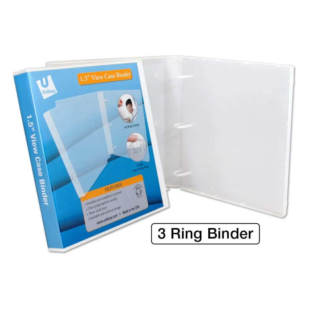 1.5-Inch 3-Ring View Binder – Fully Enclosed Case – Made in USA