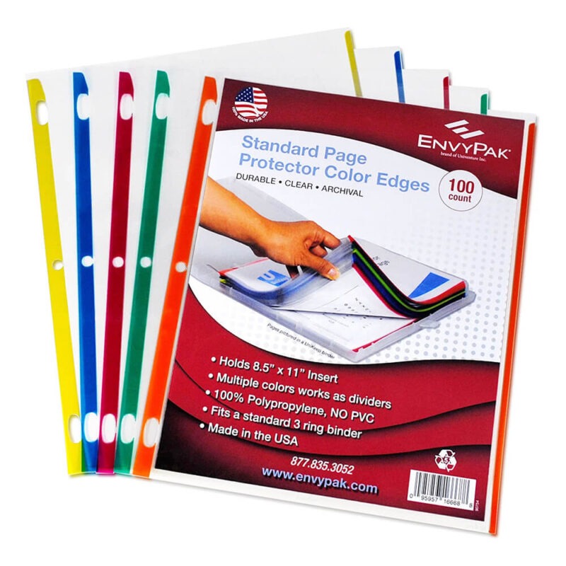 Sheet Protectors For Binders Colored Edges Pack Of 100