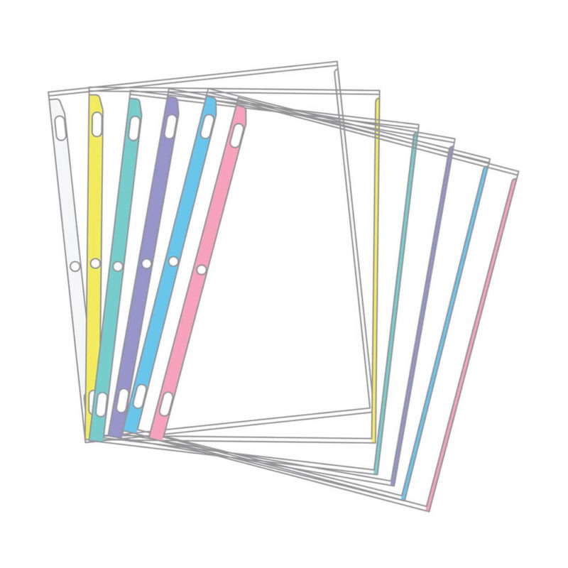 Sheet Protectors Pastel Color-Coded Edges - Pack Of 100