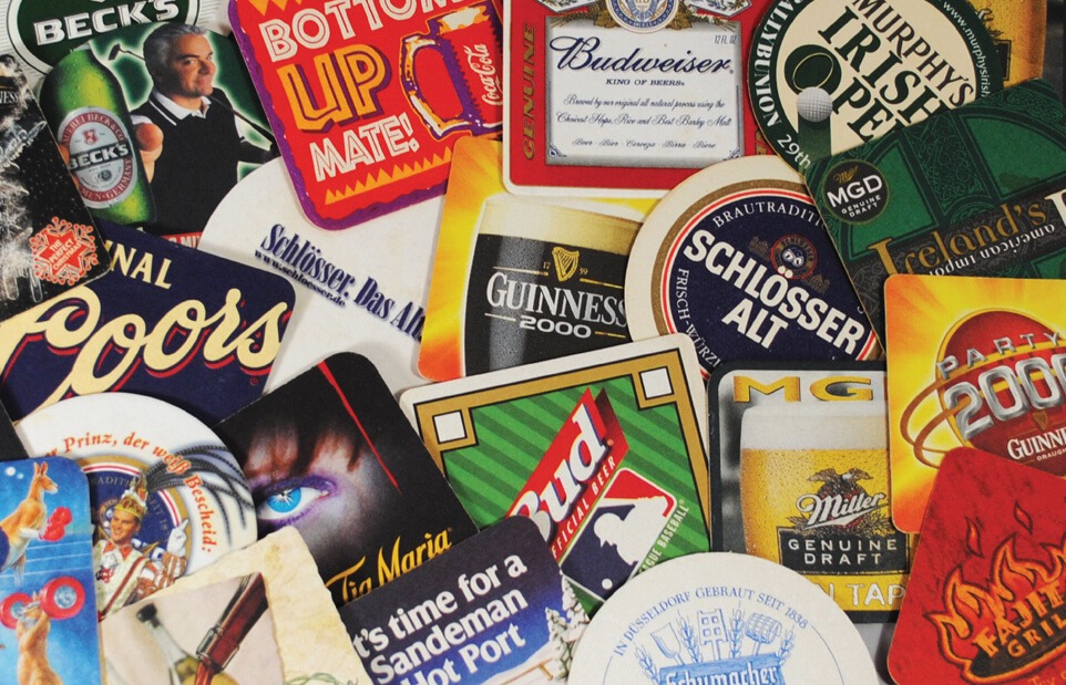 new collection of beer coasters World brands for bar and home from cardboard 