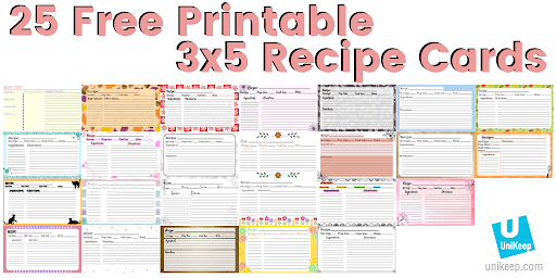 25 Free Printable Recipe Cards: How To Make a DIY Cookbook Using Them Free Printable 3x5 Recipe_Cards