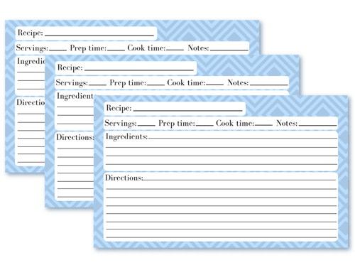 Recipe 3″ x 5″ Printables