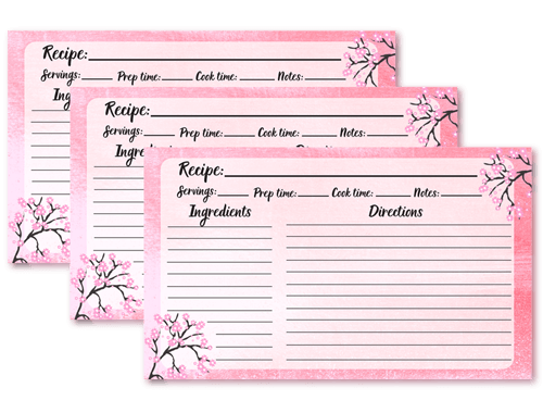 Recipe 3″ x 5″ Printables