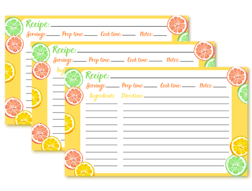 Recipe 3″ x 5″ Printables