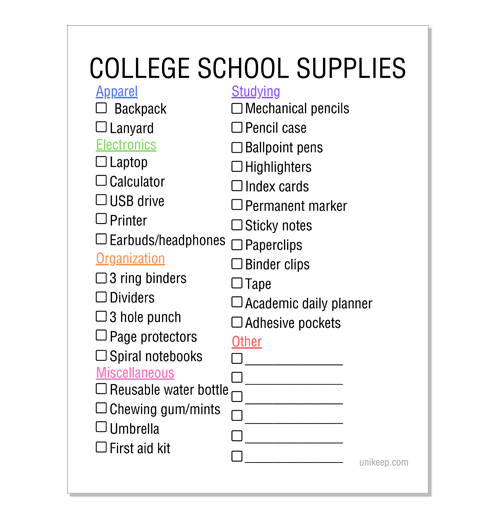 School Supply Printables