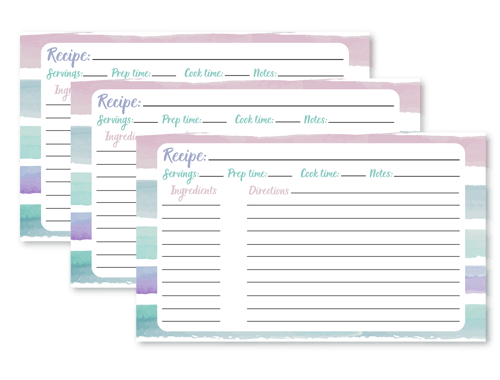 Recipe 3″ x 5″ Printables