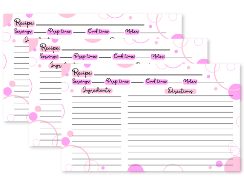 Recipe 3″ x 5″ Printables