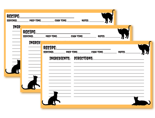 Recipe 3″ x 5″ Printables