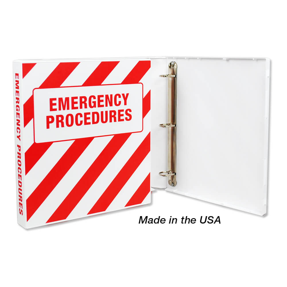 Emergency Procedures Binder with Metal Rings, Made in the USA.
