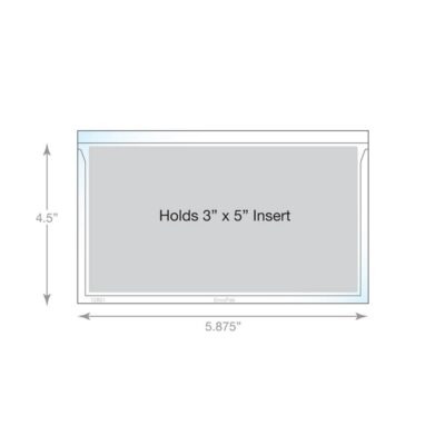 3x5 index card sleeve with dimensions intended for organizing index cards efficiently.
